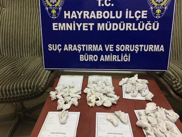 Hayrabolu'da bir otomobilde uyuşturucu ele geçirildi