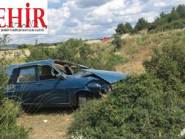 Keşan'da devrilen otomobilin sürücüsü yaralandı