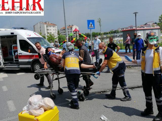 Tekirdağ'da otomobille çarpışan motosikletin sürücüsü yaralandı